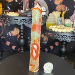Large Red Moss Agate Crystal Tower